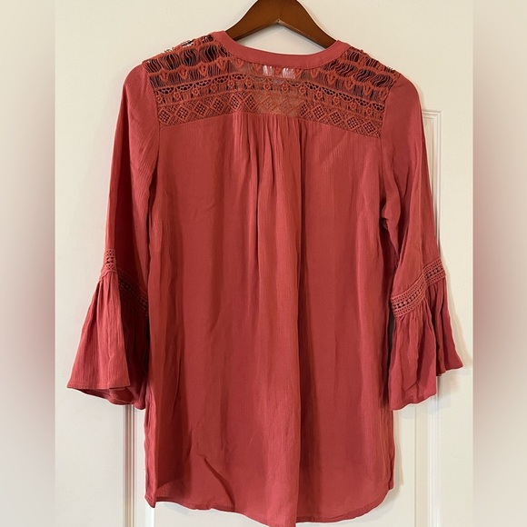 Westport Vibrant Spice Color 3/4 Sleeve Ruffle Rayon Blouse Women’s Size XS-M - Picture 7 of 13